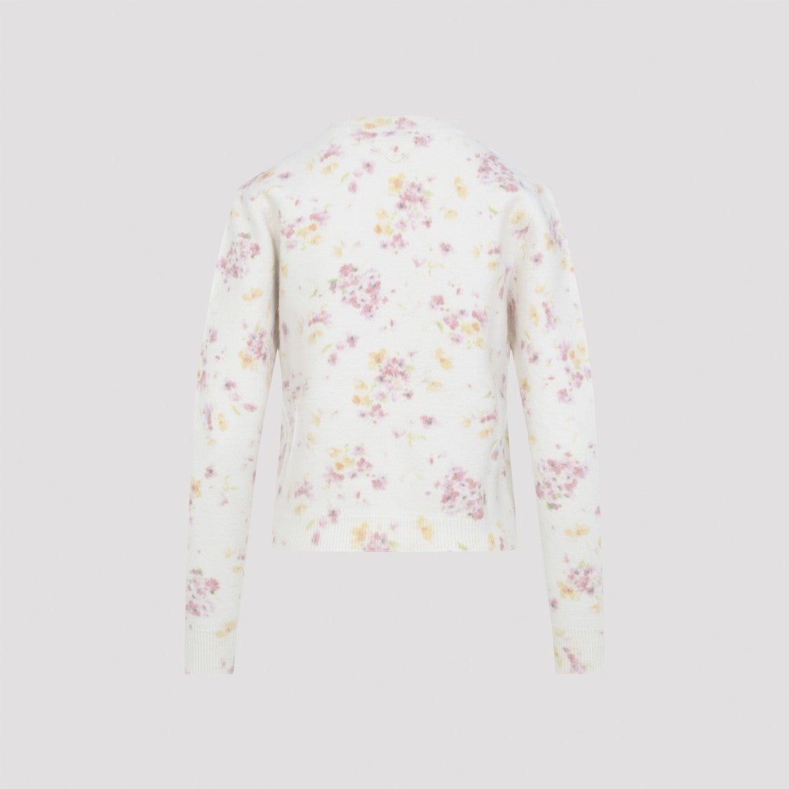 Prada Floral Print Nude & Neutral Wool Blend Cardigan