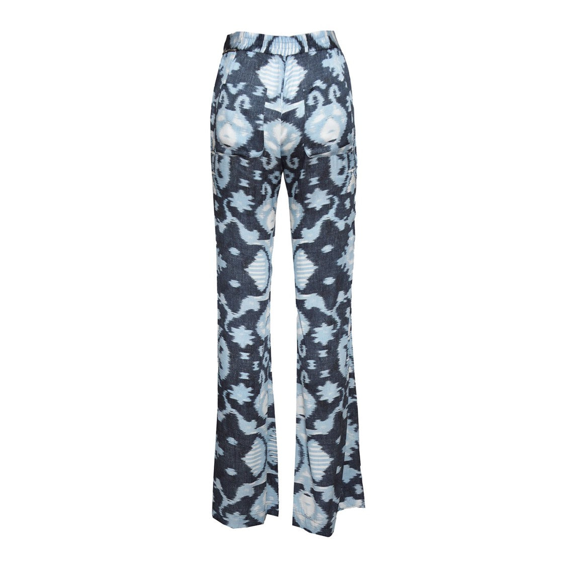 Bazar Deluxe Blue Printed Viscose Flare Trousers