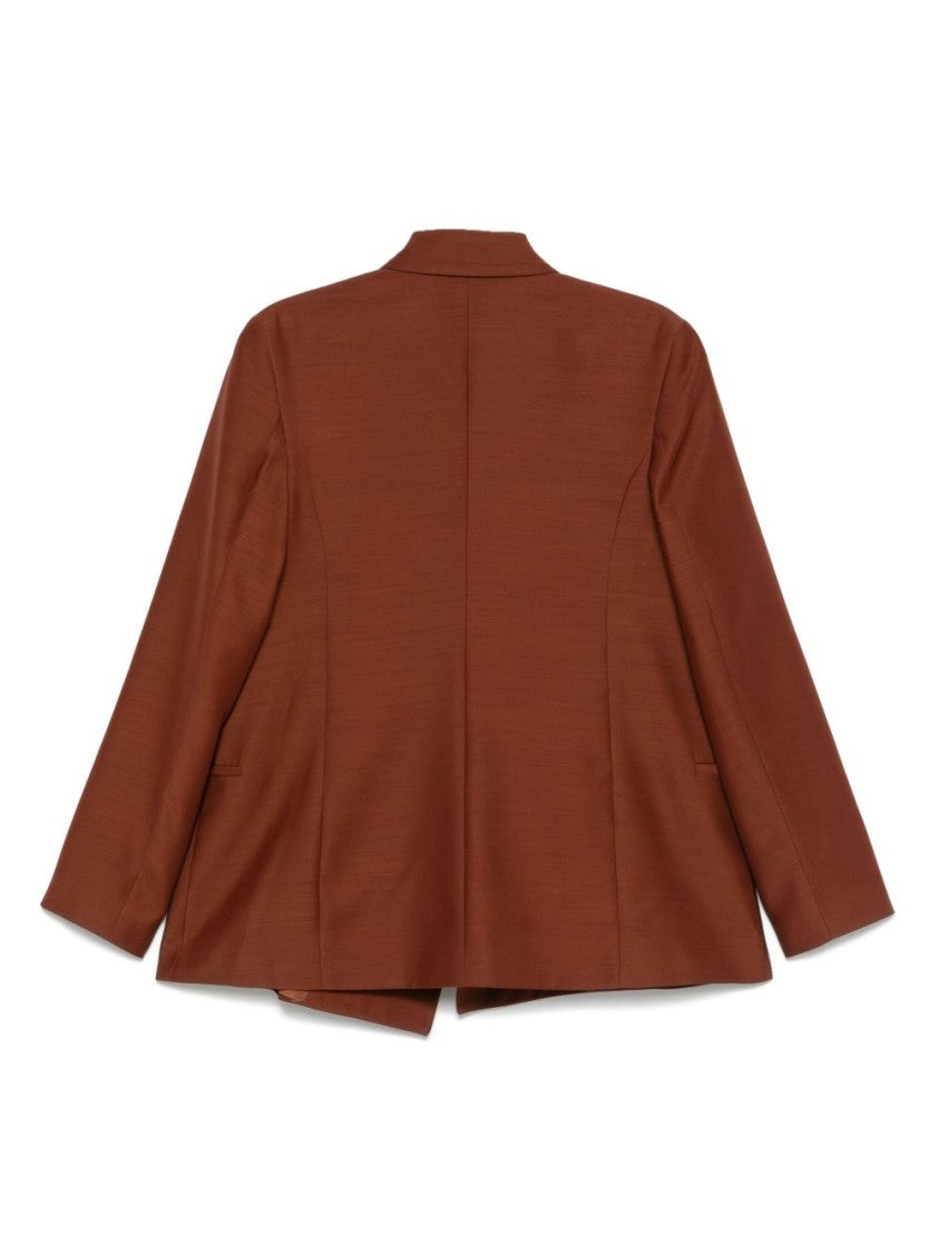 Bite Studios Relaxed Rust Brown Open Blazer With Peak Lapels