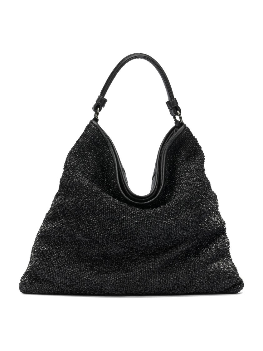 Giancarlo Nevola Spacious Textured Black Leather Shoulder Bag