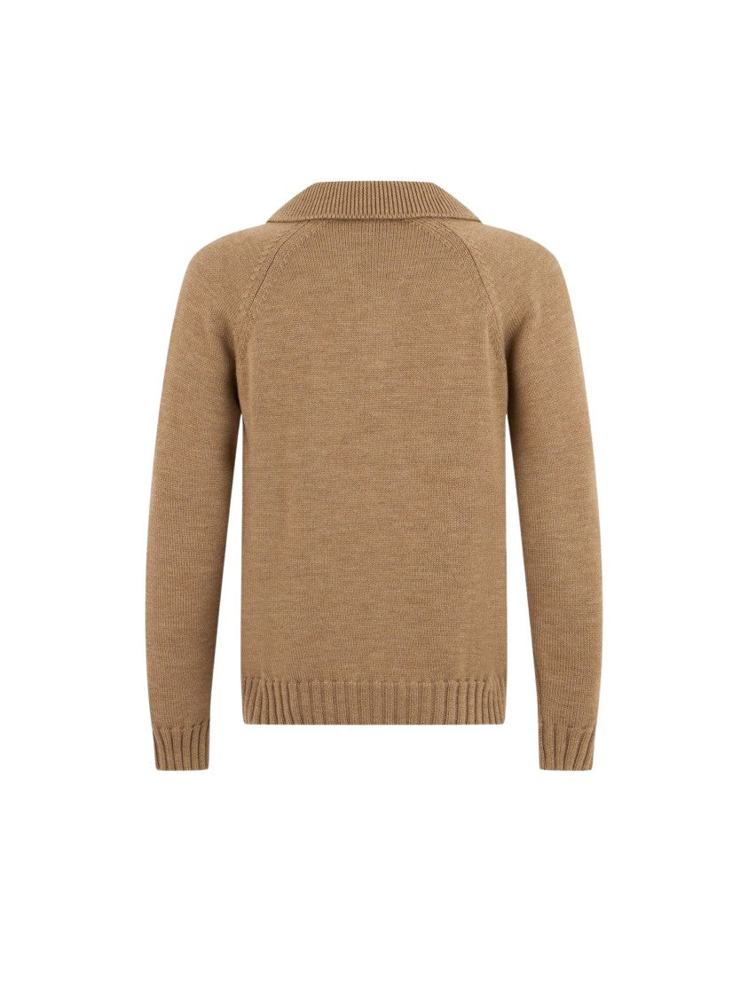 Zanone V Polo V-Neck Ribbed Wool Polo Sweater