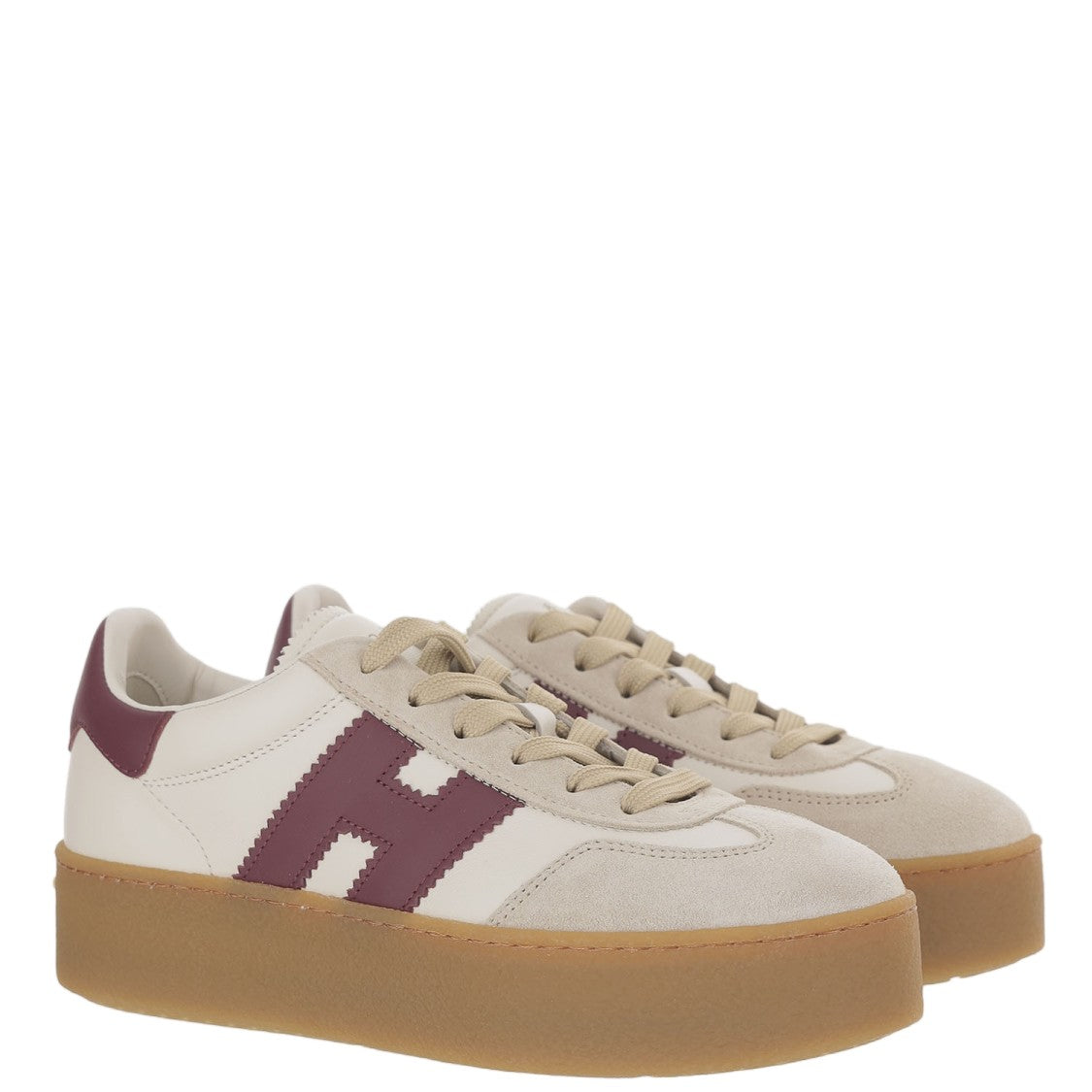 Hogan Leather Sneakers With Suede Inserts And Contrast Heel Tab