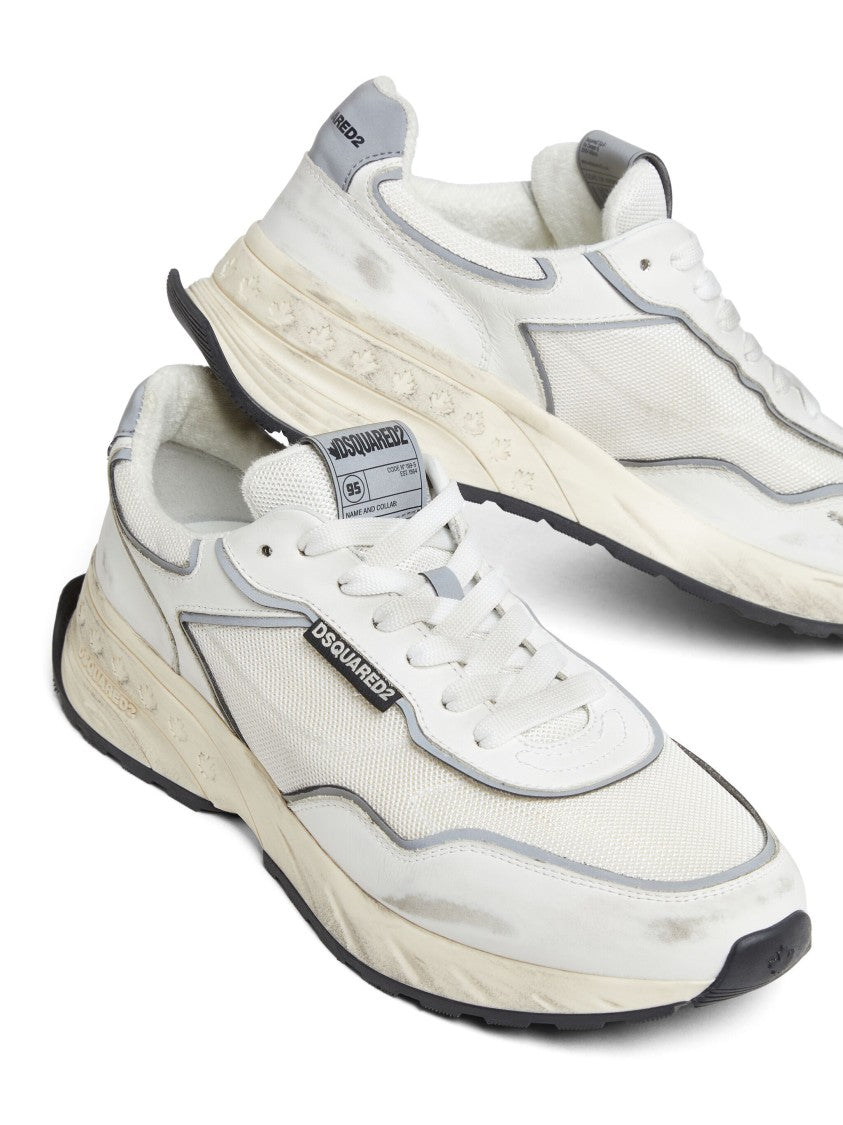 Dsquared2 Sprinter Silver Leather Mesh Running Sneakers