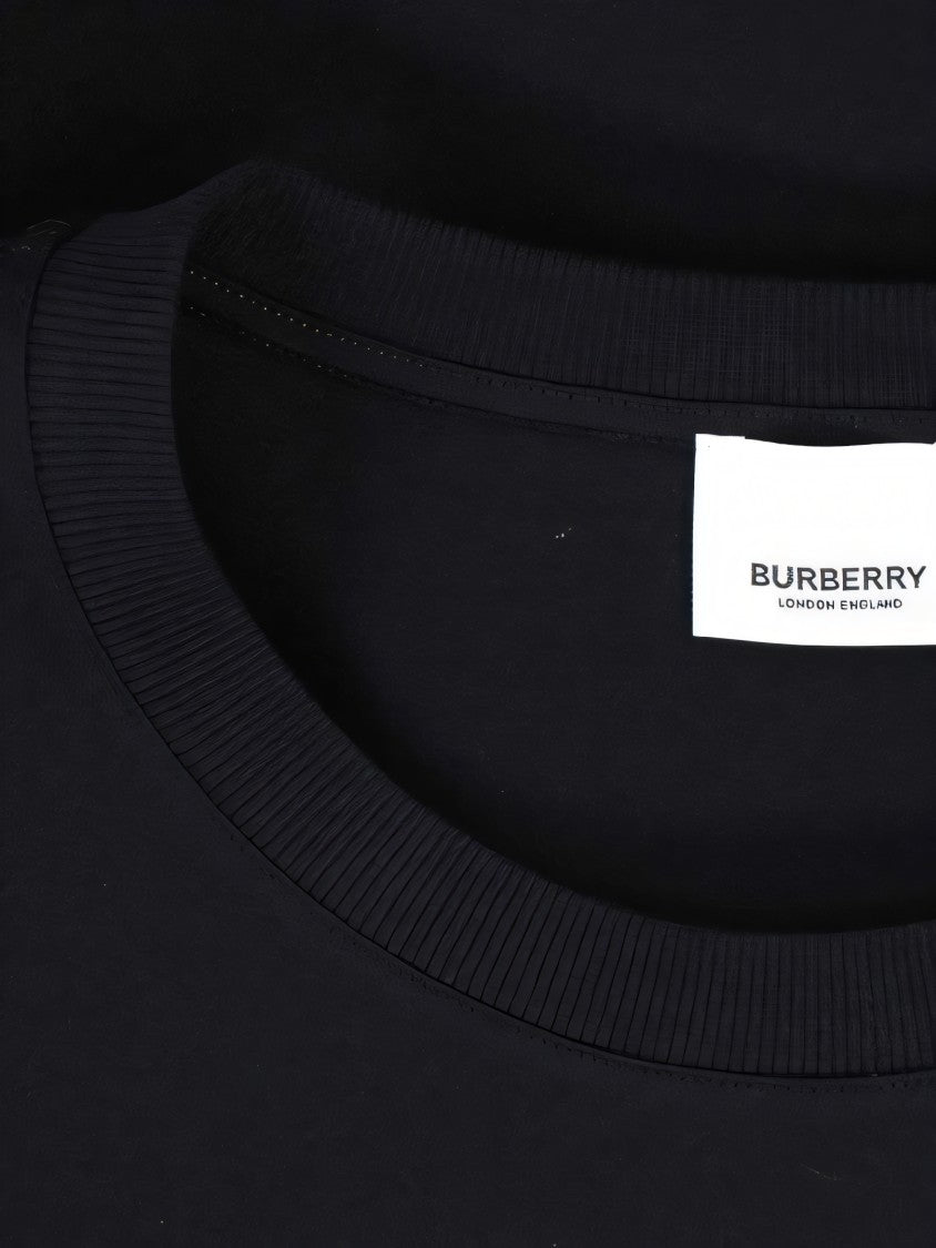 Burberry Black Cotton T-Shirt With Embroidered Logo