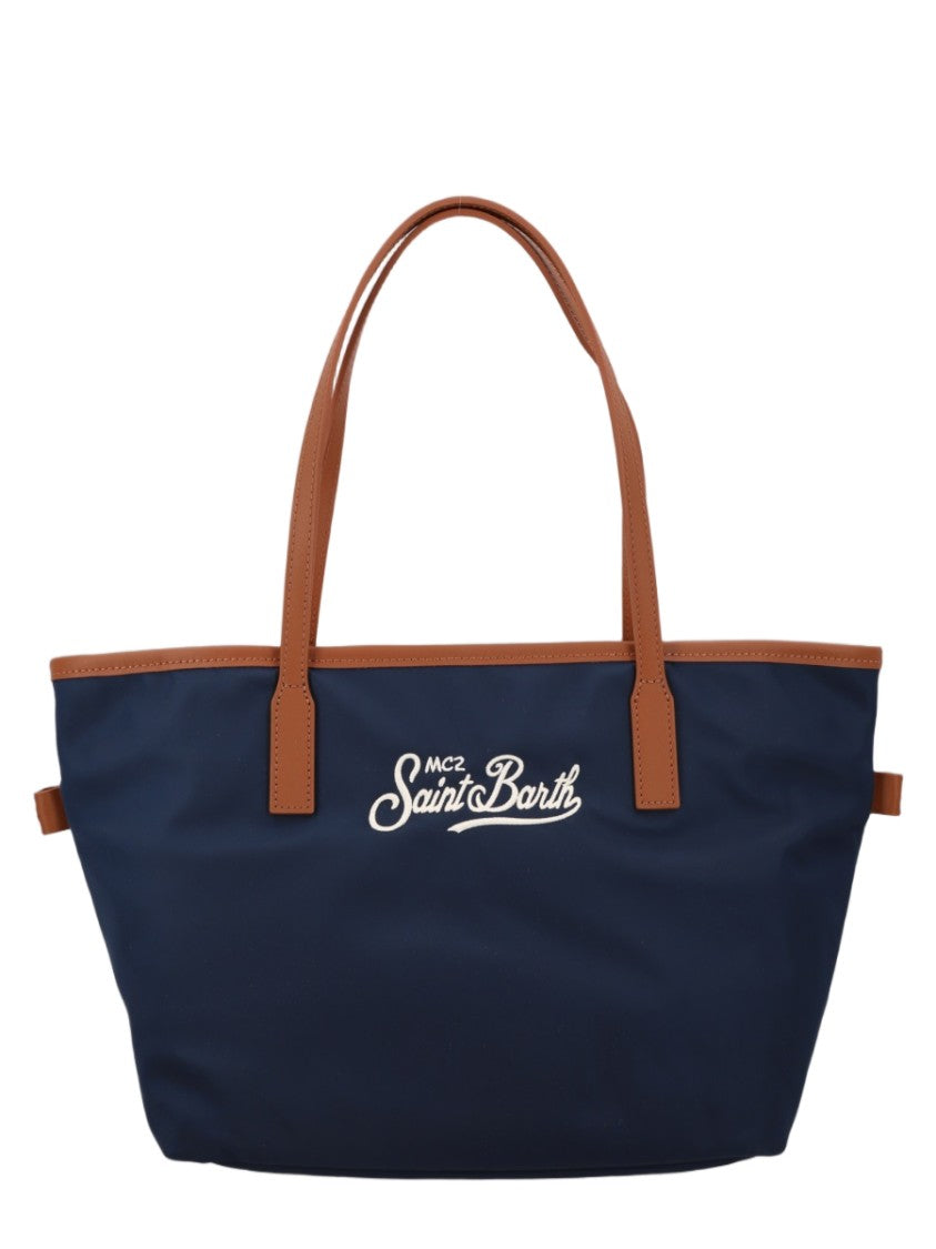 Mc2 Saint Barth Medium Nylon Tote Bag With Cow Leather Trim