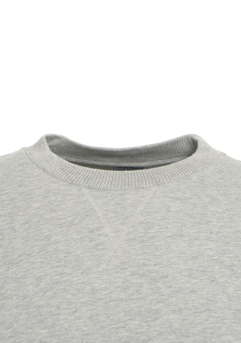 Alpha Tauri Classic Grey Crewneck Sweatshirt With Discreet Logo Patch