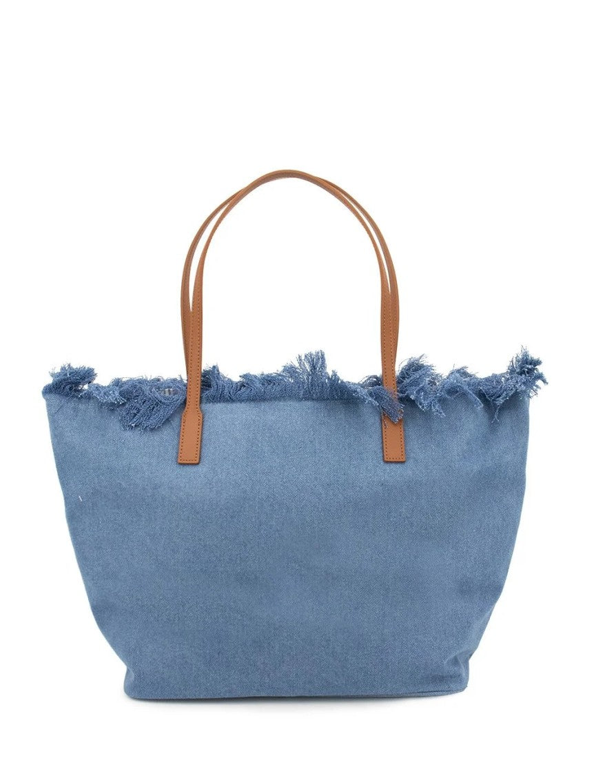 Mc2 Saint Barth Denim Blue Fringe Shoulder Bag