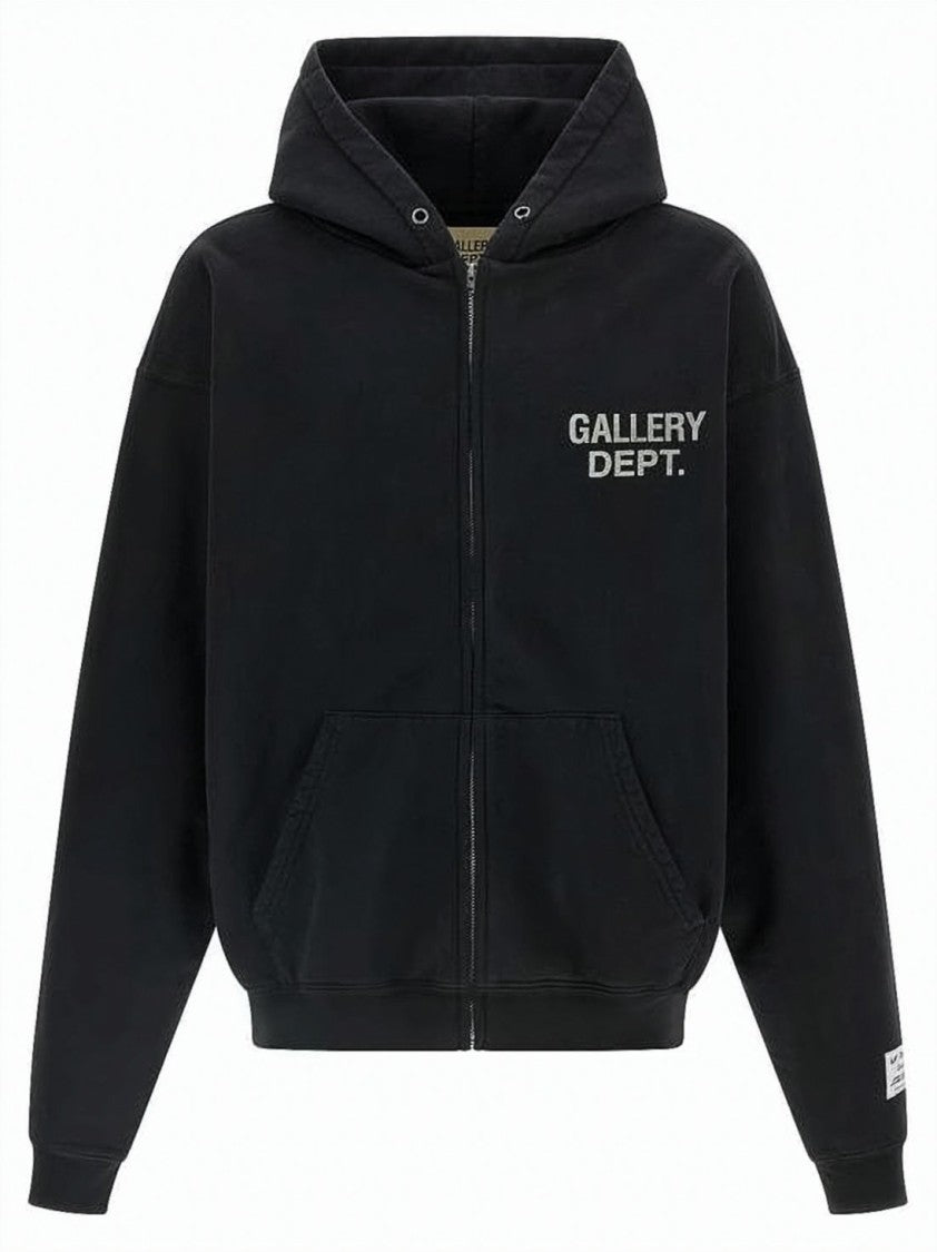 Gallery Dept. Black Zip-Up Hoodie With Bold Logo