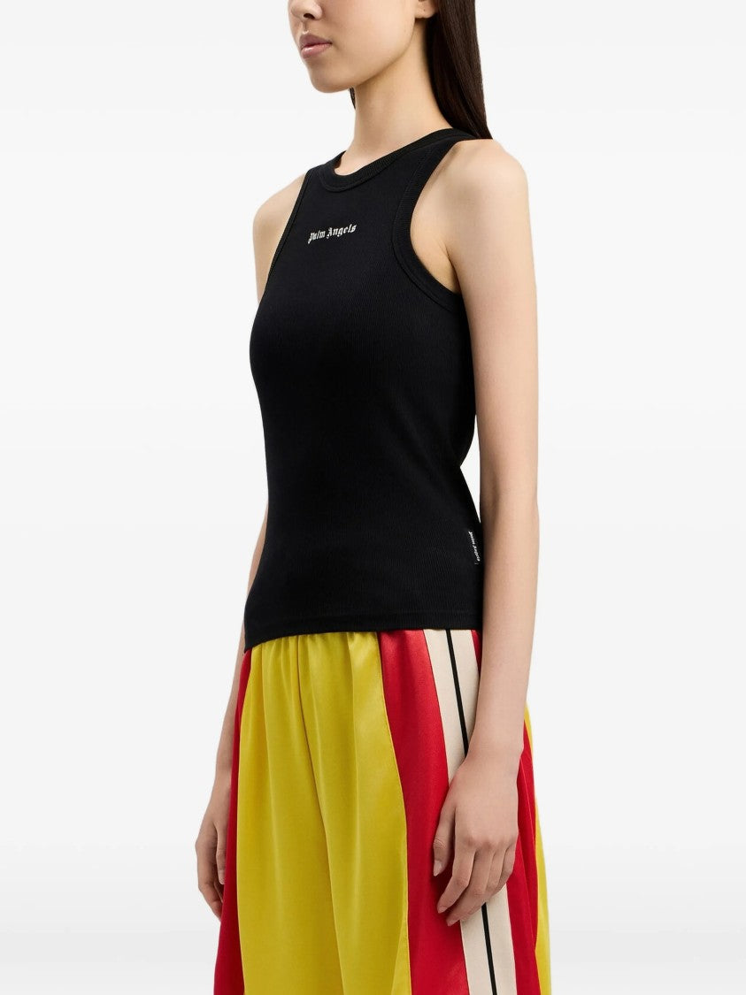 Palm Angels Black Classic Logo Fitted Tank Top