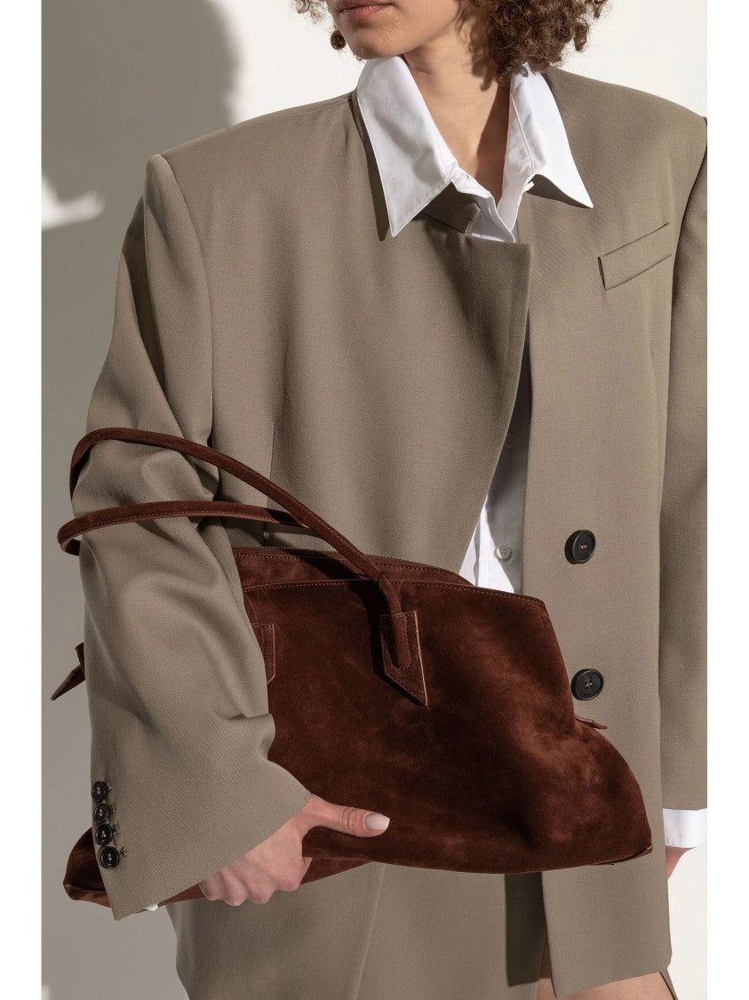 The Attico La Passeggiata Medium Slouchy Suede Handbag - Brown