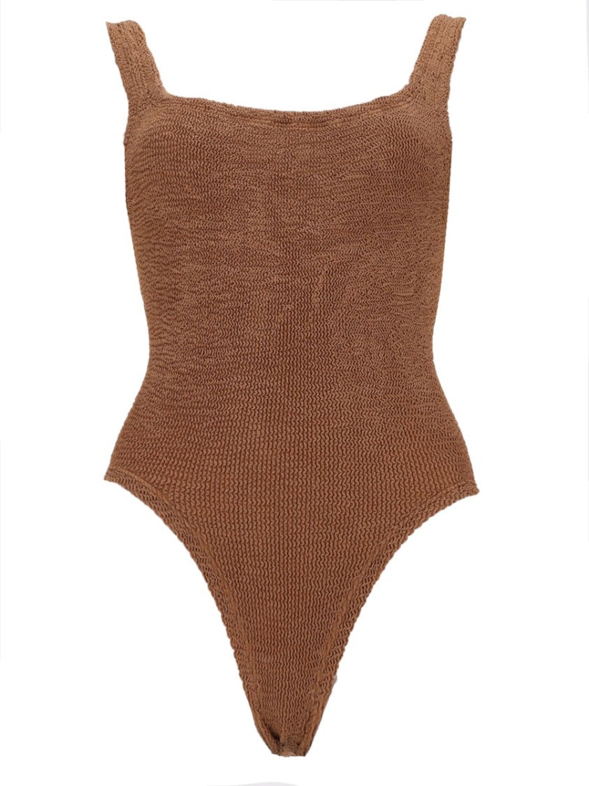 Hunza G Square Neck Textured Knit Swimsuit