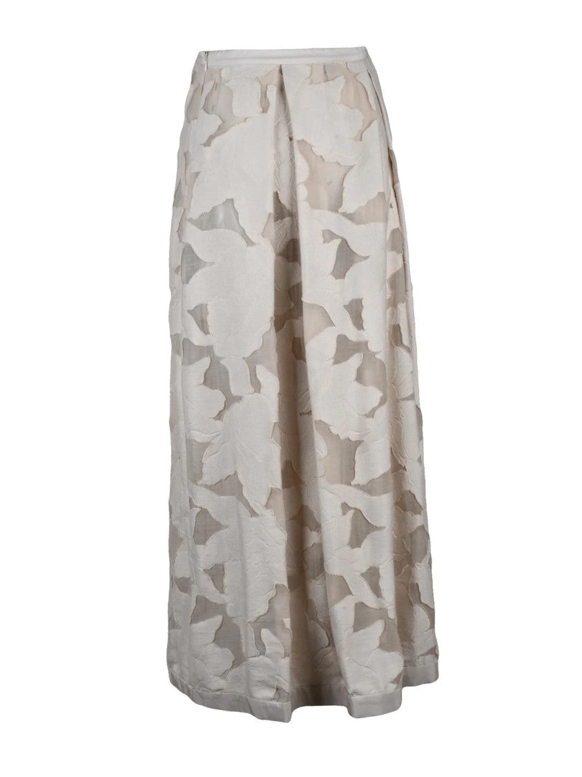 Herno Beige Viscose Cotton Polyamide Women Long Skirt