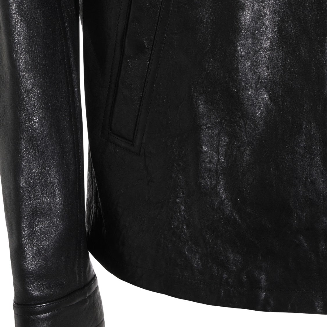 Rick Owens Matte Black Jacket With High Collar