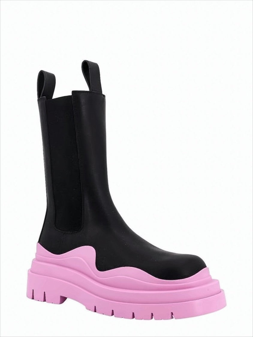 Bottega Veneta Chunky Sole Boots With Sculpted Pink Accent