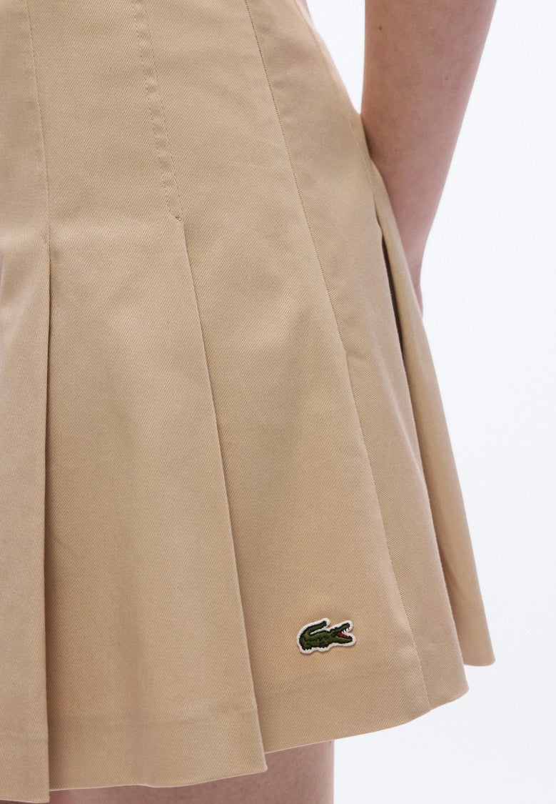 Lacoste Beige Short Pleated Cotton Skirt