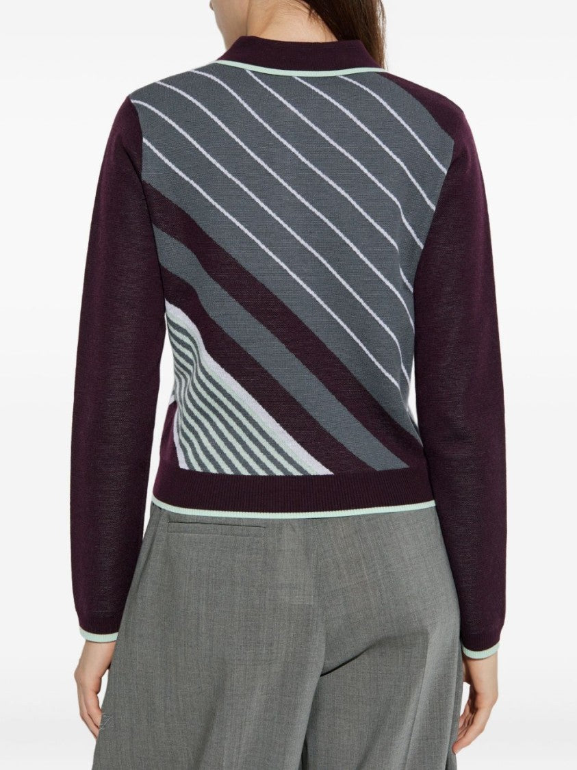 Casablanca Violet Geometric Pattern Sweater With Zip-Up Collar