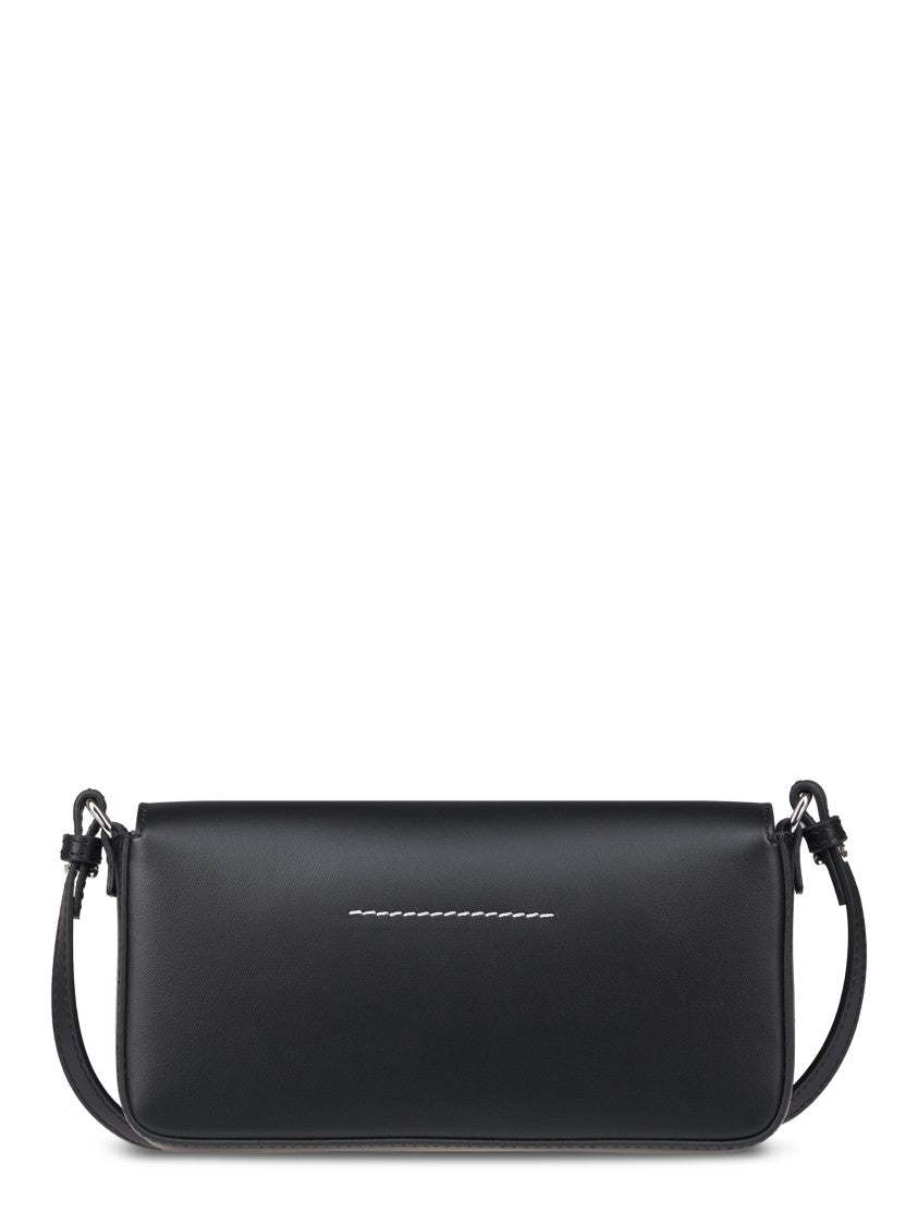 Mm6 By Maison Margiela Structured Black Bag With Unique Buckle Detail