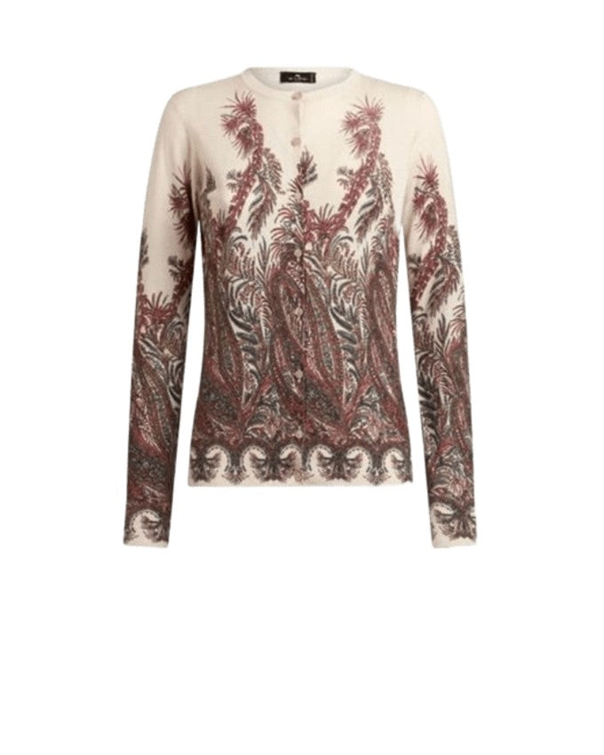 Etro Floral Paisley Print Silk-Cashmere Cardigan