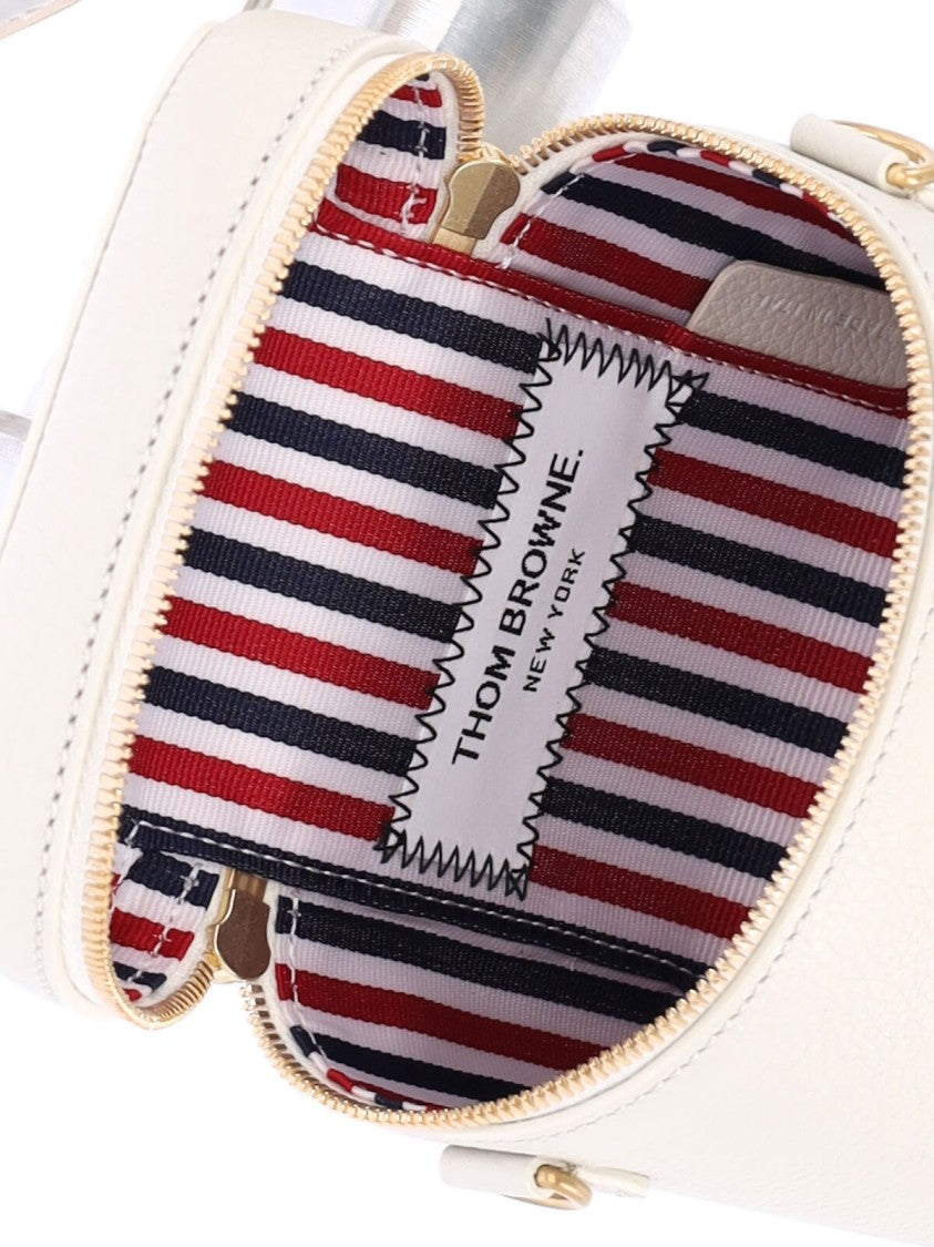 Thom Browne Cream Pebbled Leather Adjustable Strap Pouch