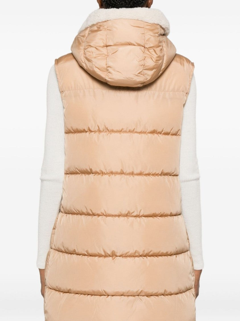 Save The Duck Sleeveless Padded Vest With Shearling Trim And Hood
