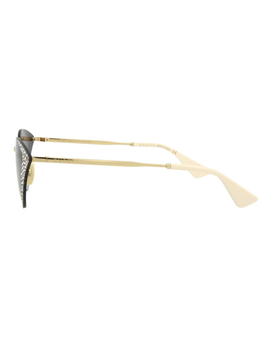 Gucci Cat Eye-Frame Metal Sunglasses With Rhinestone Accents