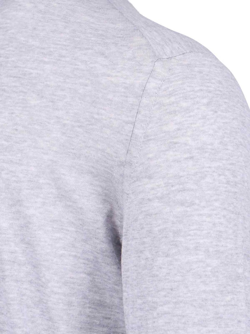 Zegna Wool Sweater Grey Knitted Crew Neck