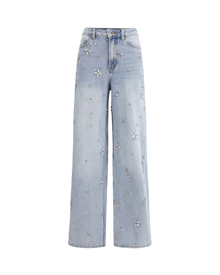 Self-Portrait Light Blue Rhinestone Jeans