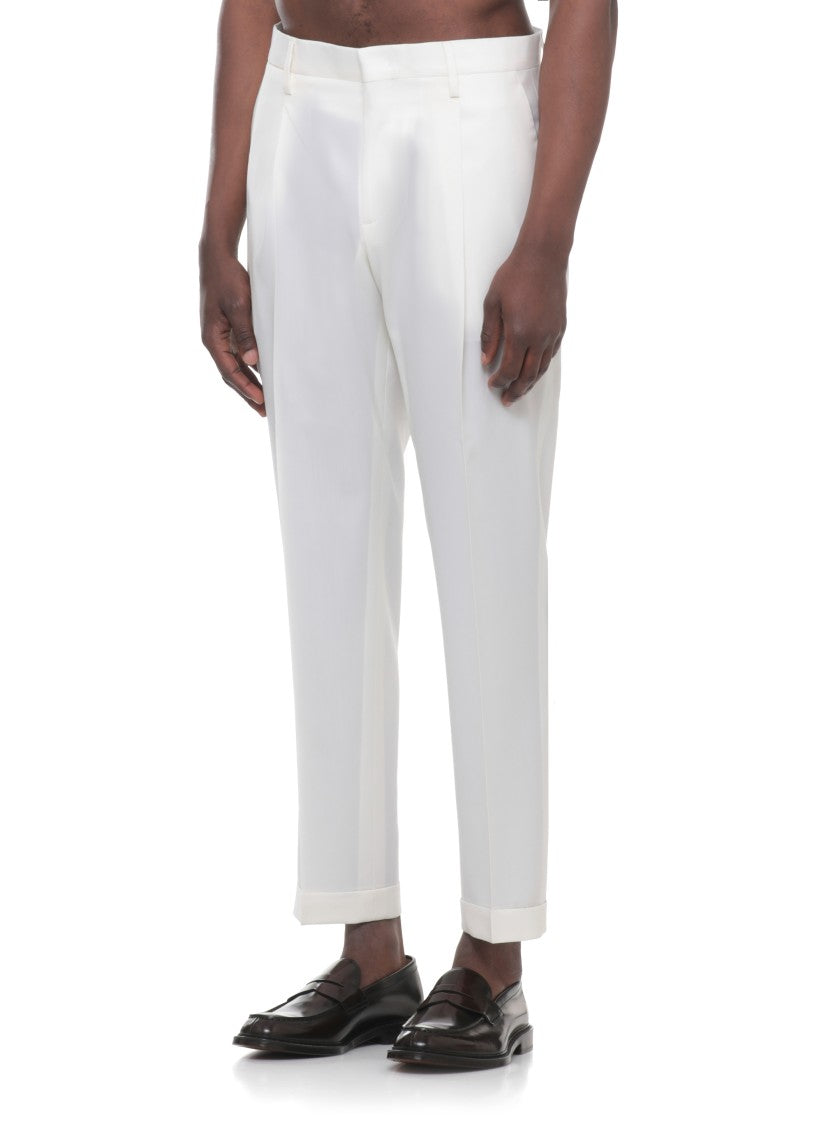 Briglia 1949 Ivory Tiberios Wool Straight-Leg Pants