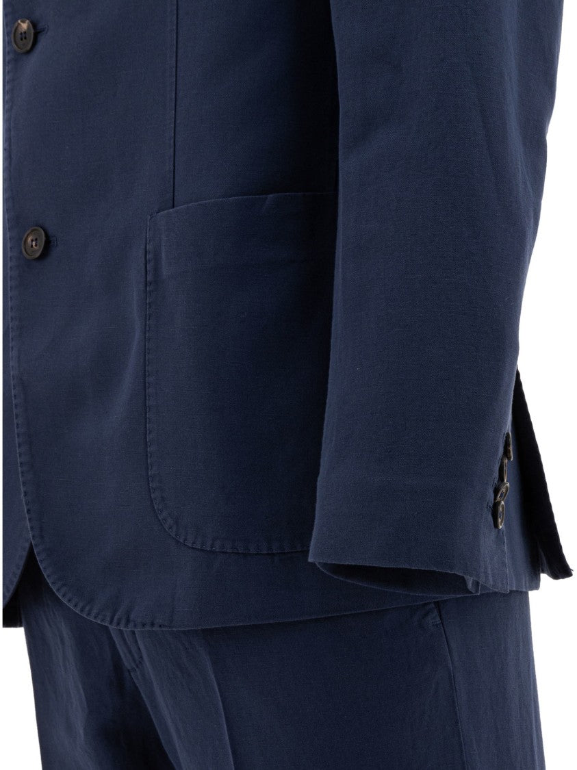 Incotex Tailored Blue Suit With Notched Lapel