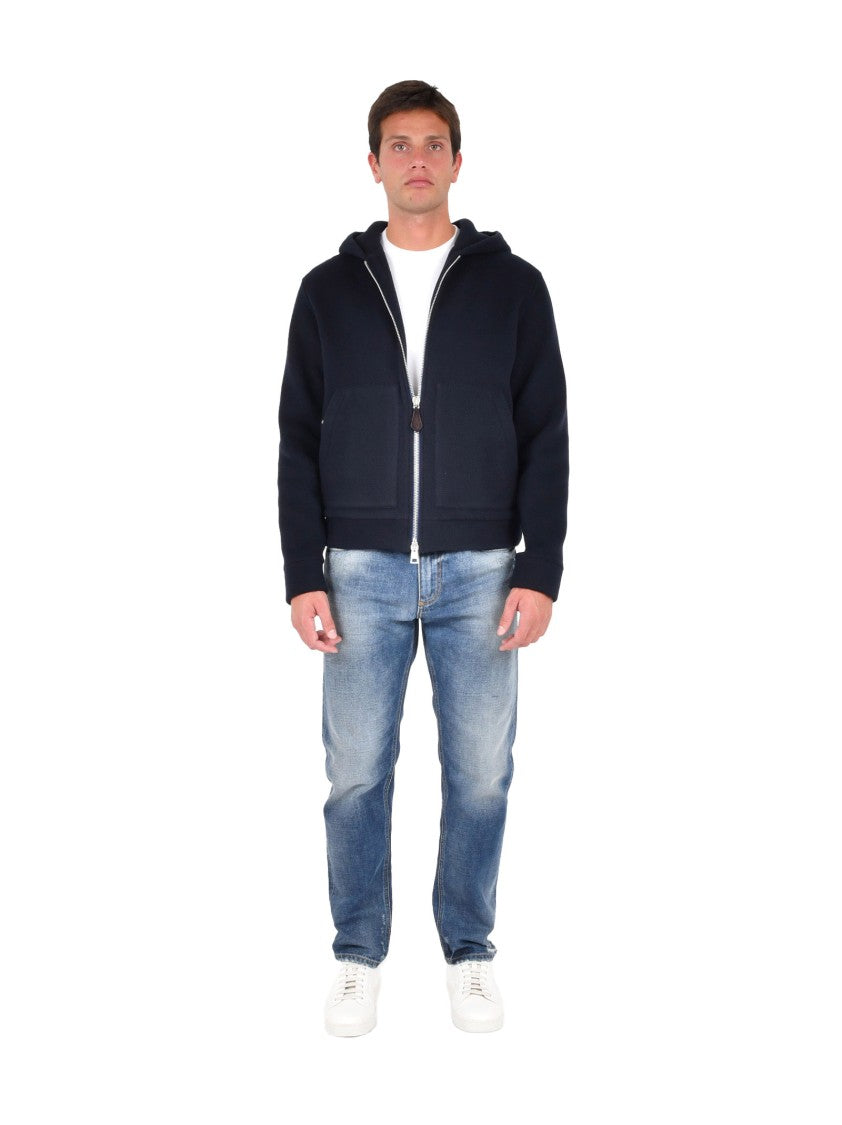 Jacob Cohen Navy Cashmere Zip-Up Blouson Jacket