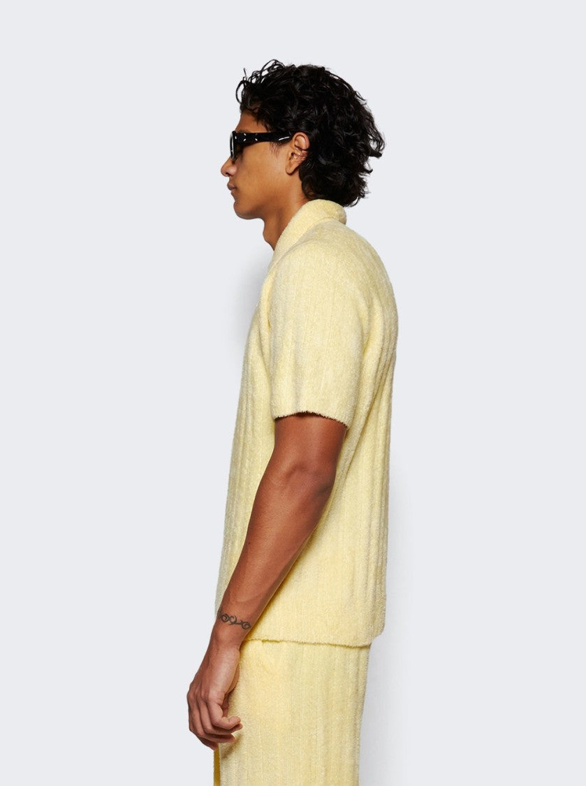The Elder Statesman Chenille Rib Polo Shirt Butter