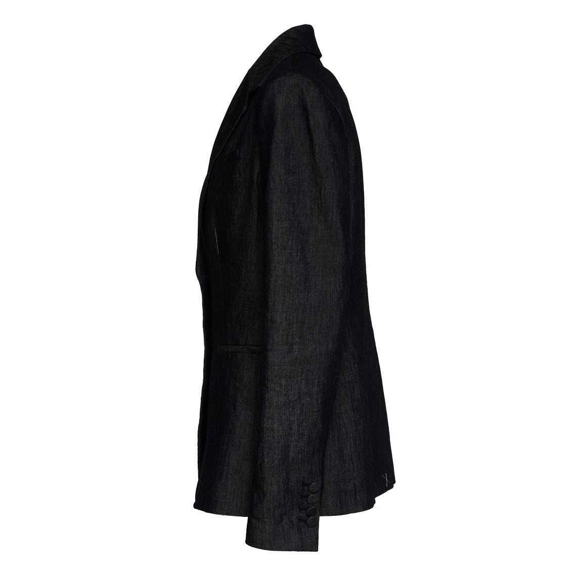 Dondup Peak Lapel Silk Denim Single-Breasted Blazer