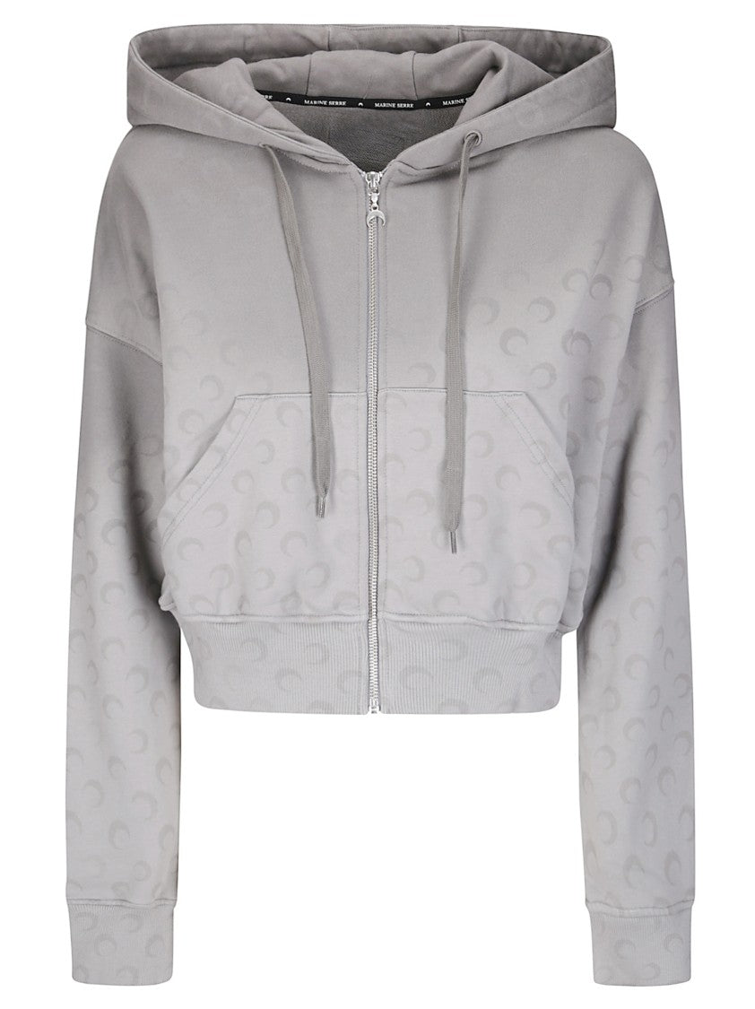 Marine Serre Faded Moon Fleece Cropped Sweatshirt