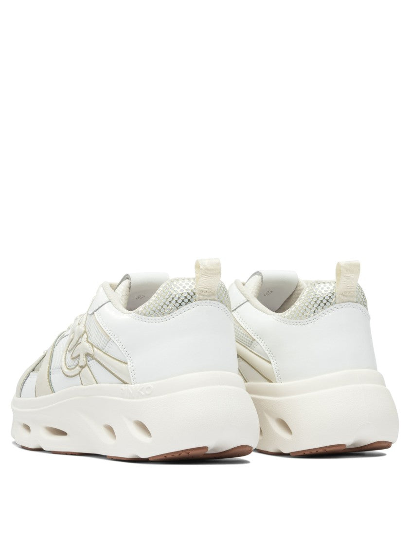 Pinko Leather-Mesh Slip-On Sneakers