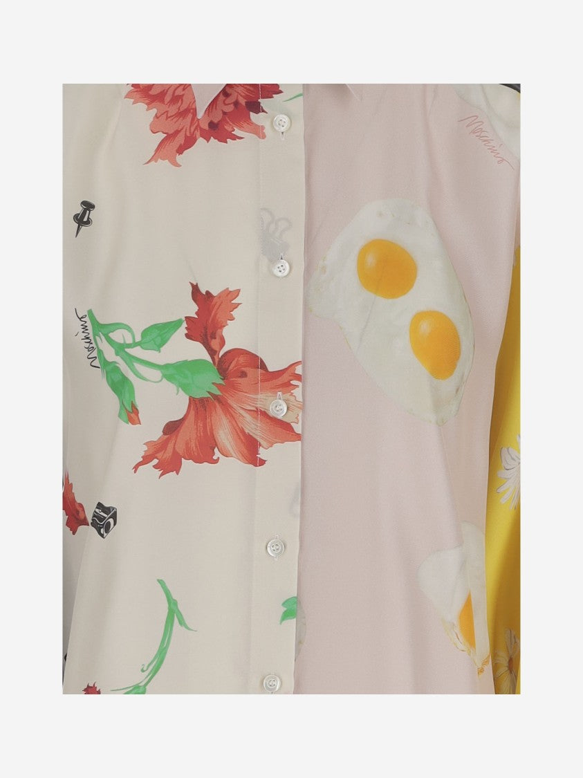 Moschino Patchwork Silk Twill Shirt