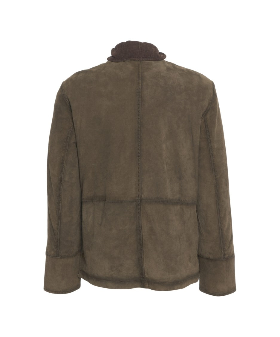 The Jackie Suede 'Balmoral' Jacket With High Collar And Four Functional Pockets