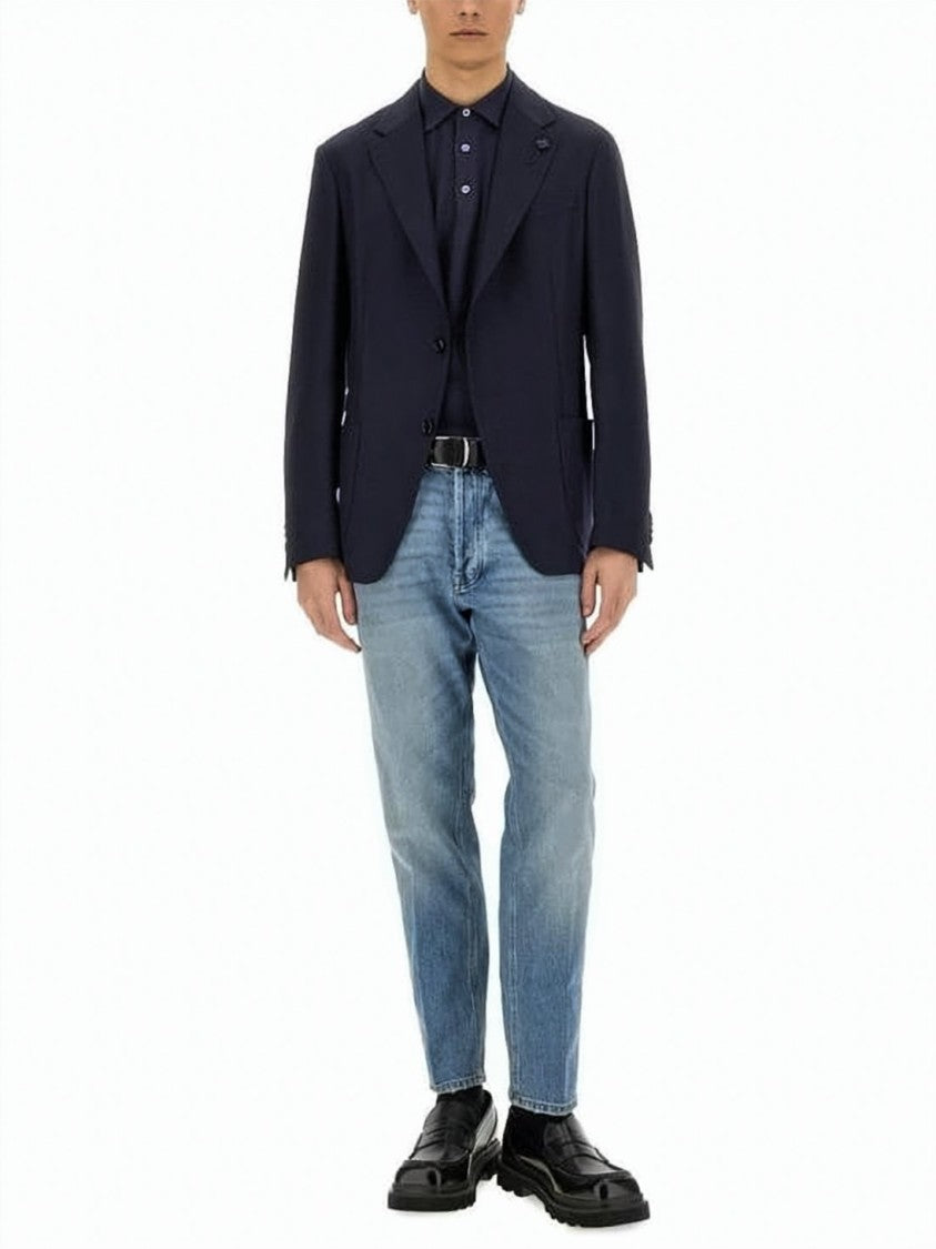 Lardini Tailored Wool Suit Jacket With Notch Lapels