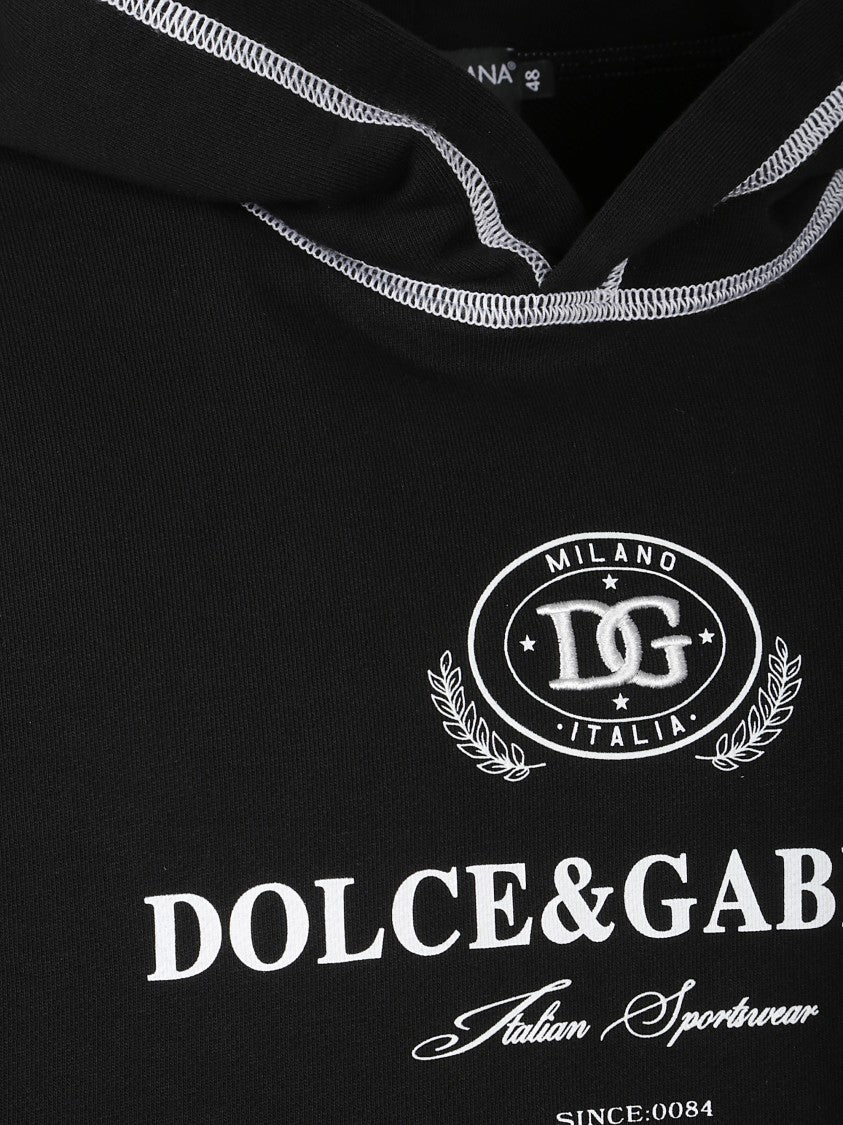 Dolce & Gabbana Hooded Sweatshirt With Contrasting Stitching And Logo Detail