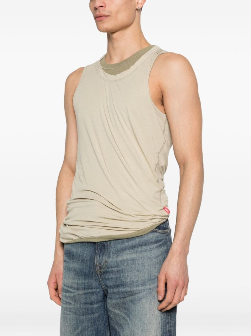 Diesel Sleeveless Fitted Silk And Nylon Tank