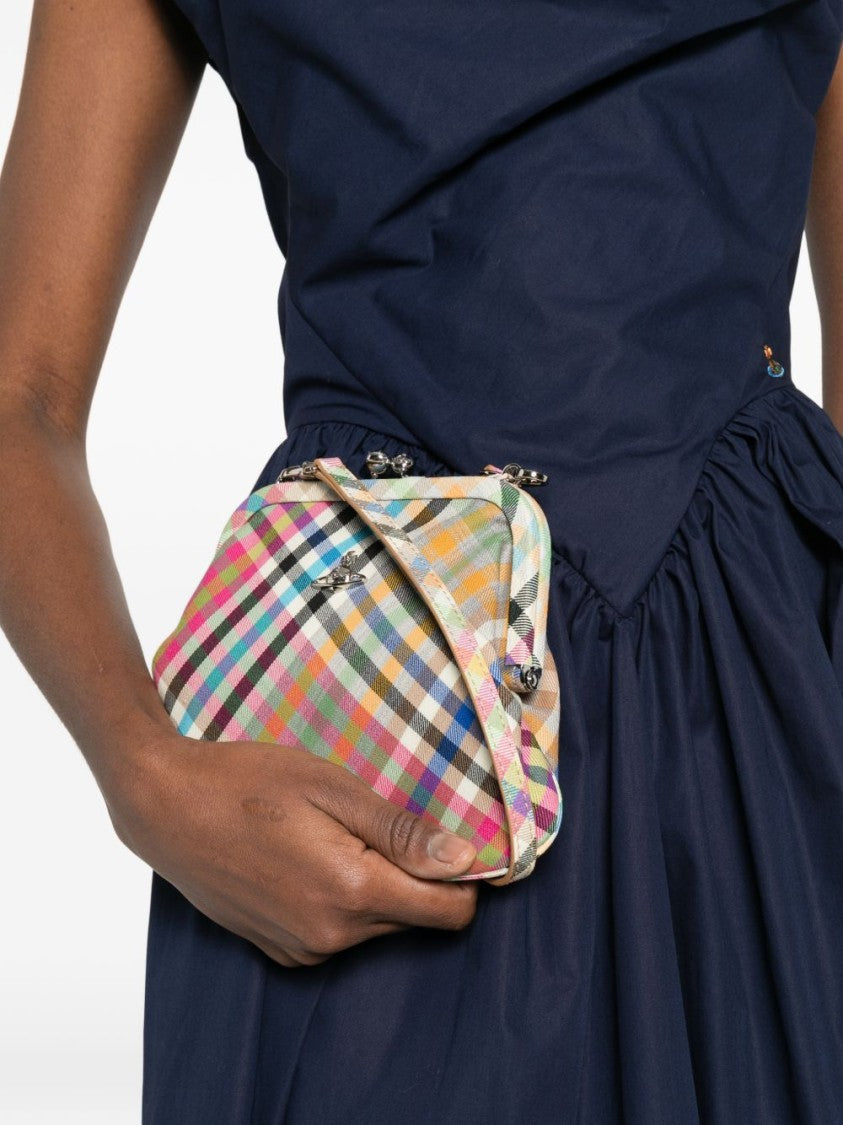 Vivienne Westwood Trapezoidal Plaid Bag With Silver-Tone Clasp