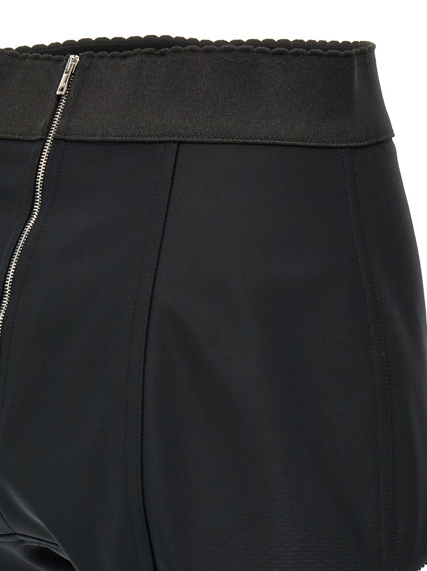 Dolce & Gabbana High-Waisted Satin Culottes With Marquisette Detailing