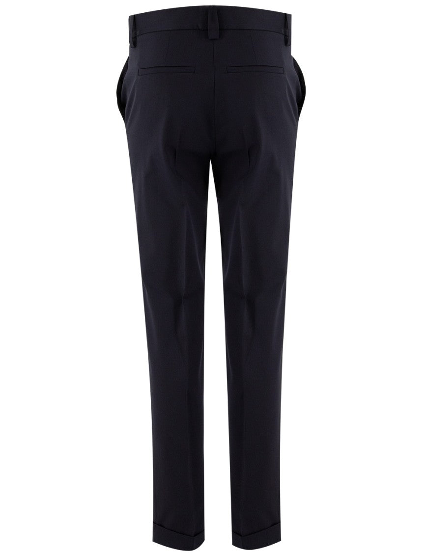 Antonelli Tailored Navy Trousers With High Waist