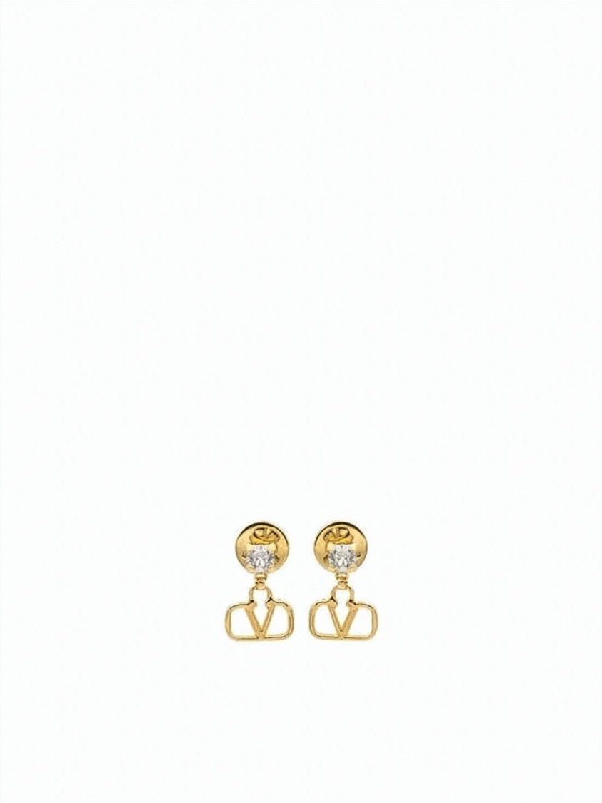 Valentino Garavani Gold-Tone Metal Earrings With Crystal Accent