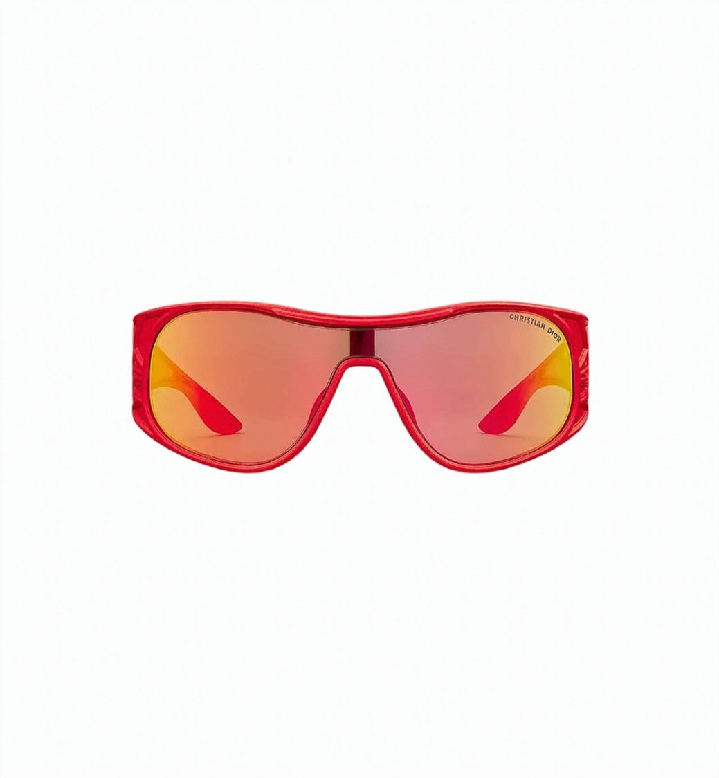 Christian Dior Red Futuristic Mirrored Gradient Lens Sunglasses