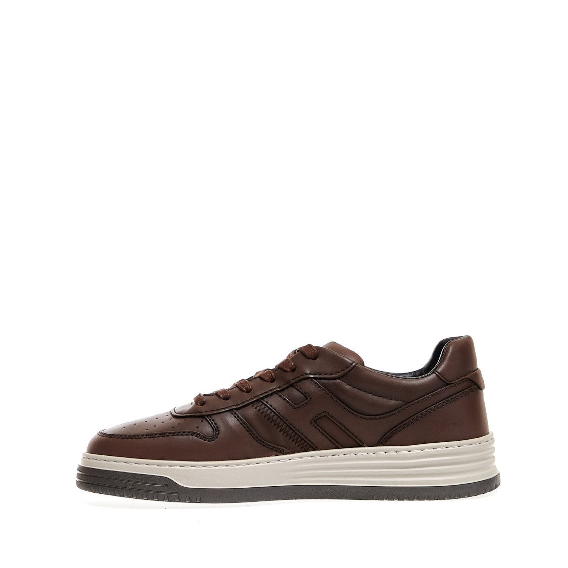 Hogan Brown Leather Basket Sneakers