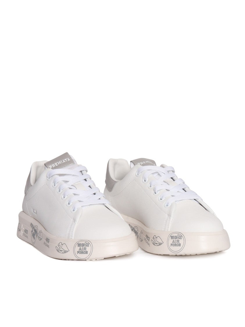 Premiata White Sneakers With Metallic Heel Accent
