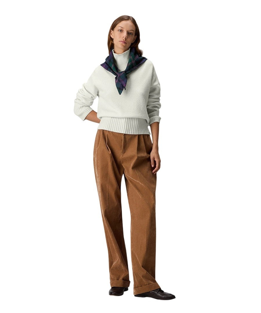 Peuterey Relaxed Silhouette White Carded Wool Sweater