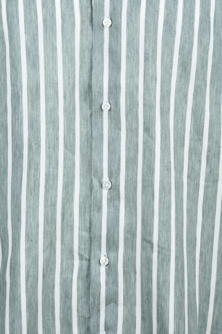 Barba Napoli Linen Lyocell Shirt - Green/White