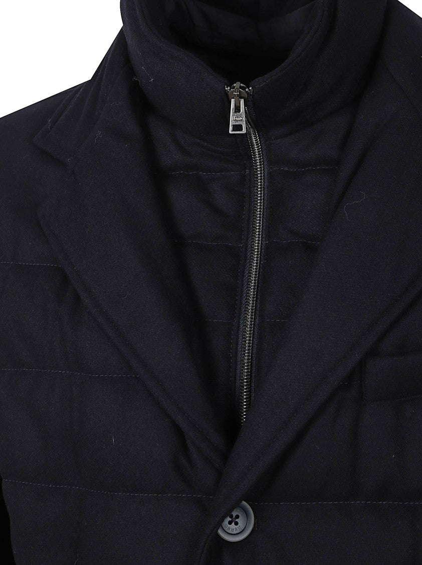 Herno Quilted Blazer Front Coat With High Collar And Flap Pockets