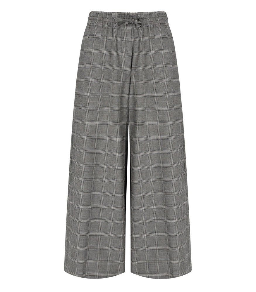 Weekend Wide-Leg Cropped Trousers With Tartan Pattern